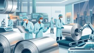 Современная иллюстрация листов нержавеющей стали для стерильных зон в минималистичном премиальном стиле